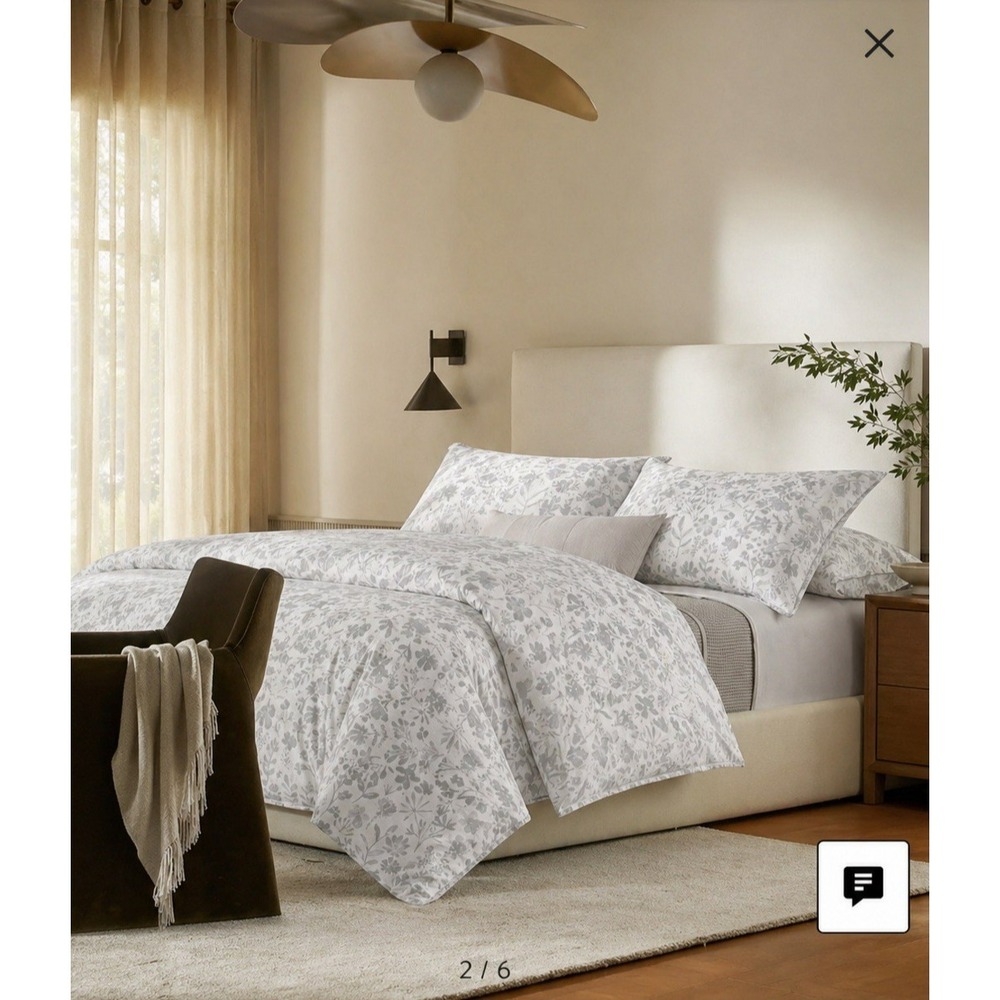 Boll & Branch Signature Hemmed Duvet Set Shore Botanical F/Q Organic Cotton $379